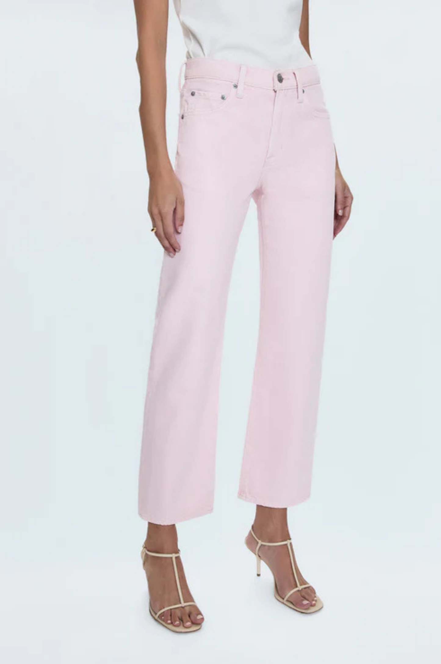 Lexi Mid Rise Bowed Straight Jean - Blush