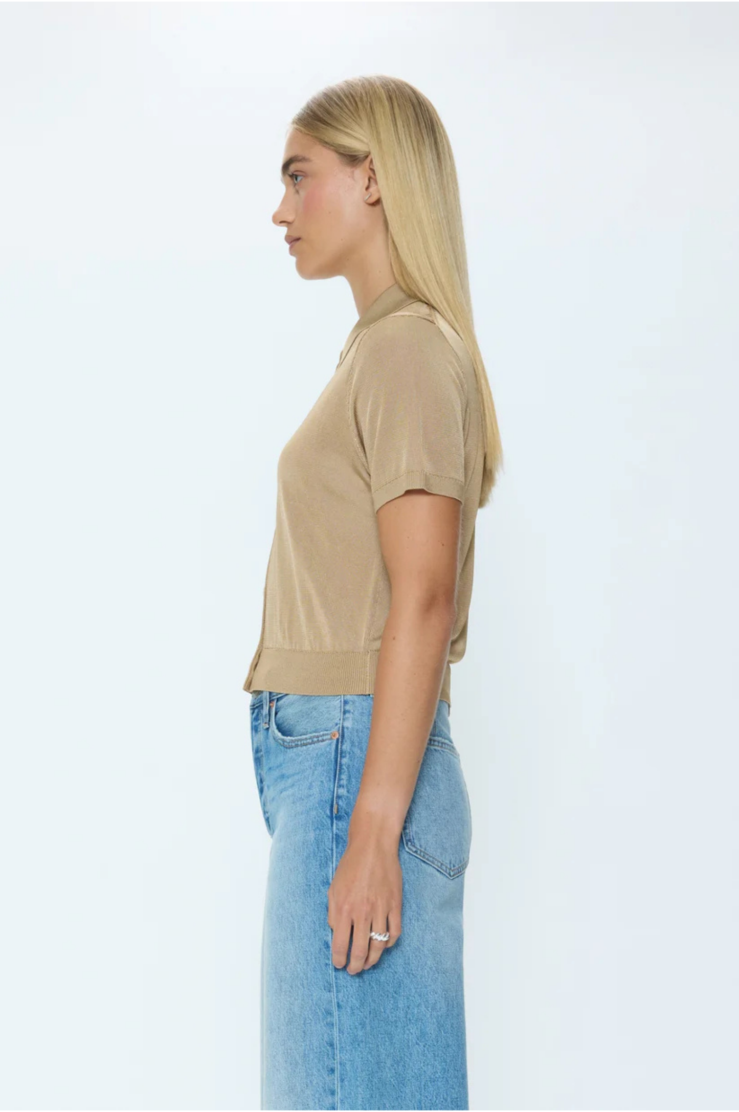 Lucca Short Sleeve Polo Sweater - Wheat