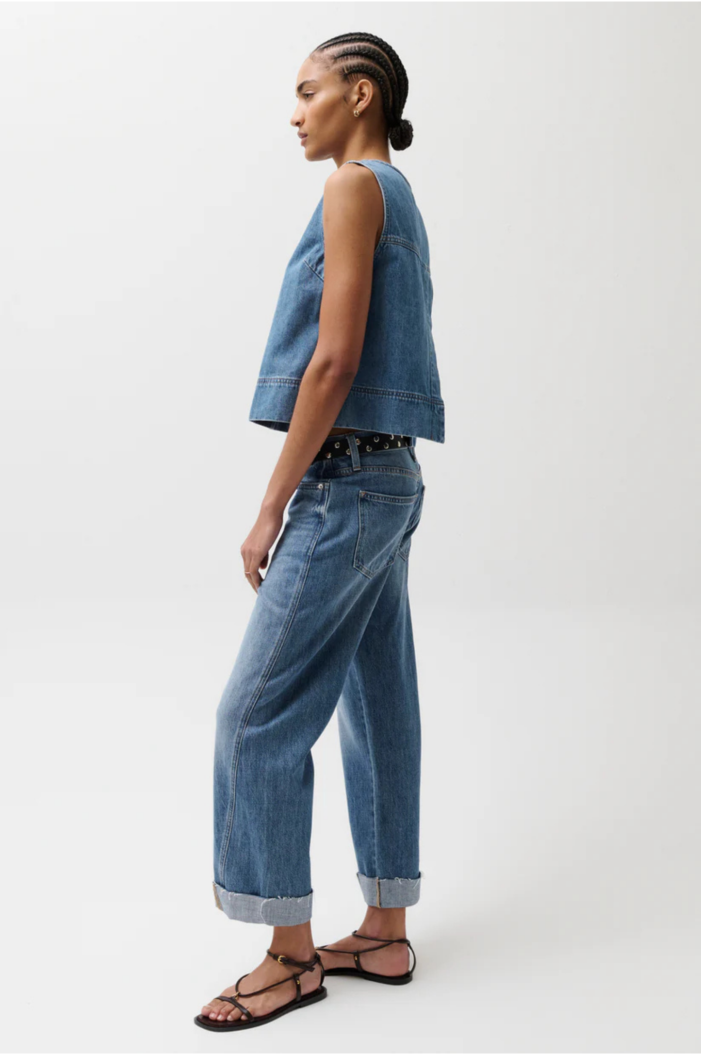 Kacey Mid Rise Cuffed Boyfriend Jean - Laguna