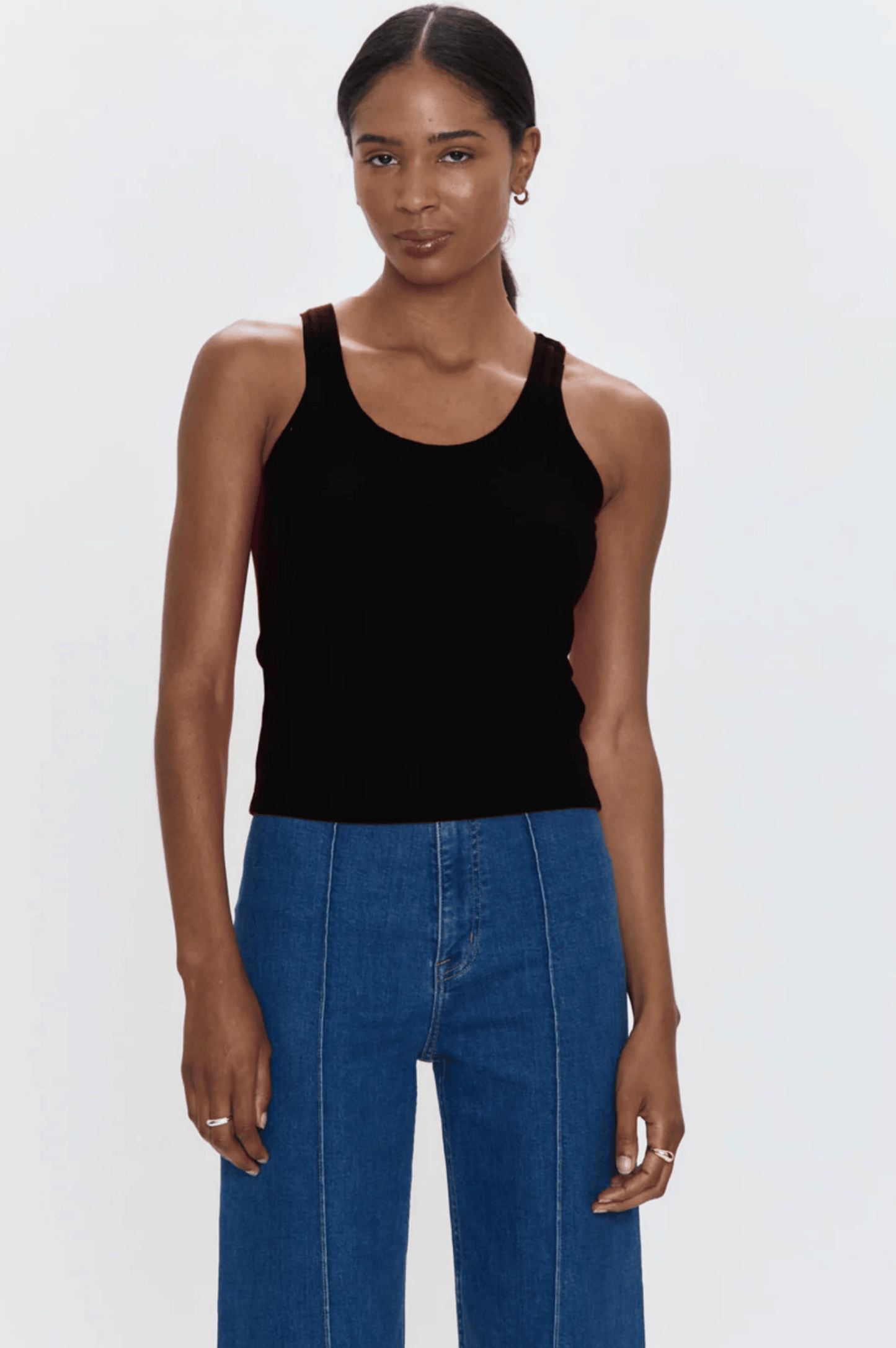 Christy Curved Hem Tank - Noir