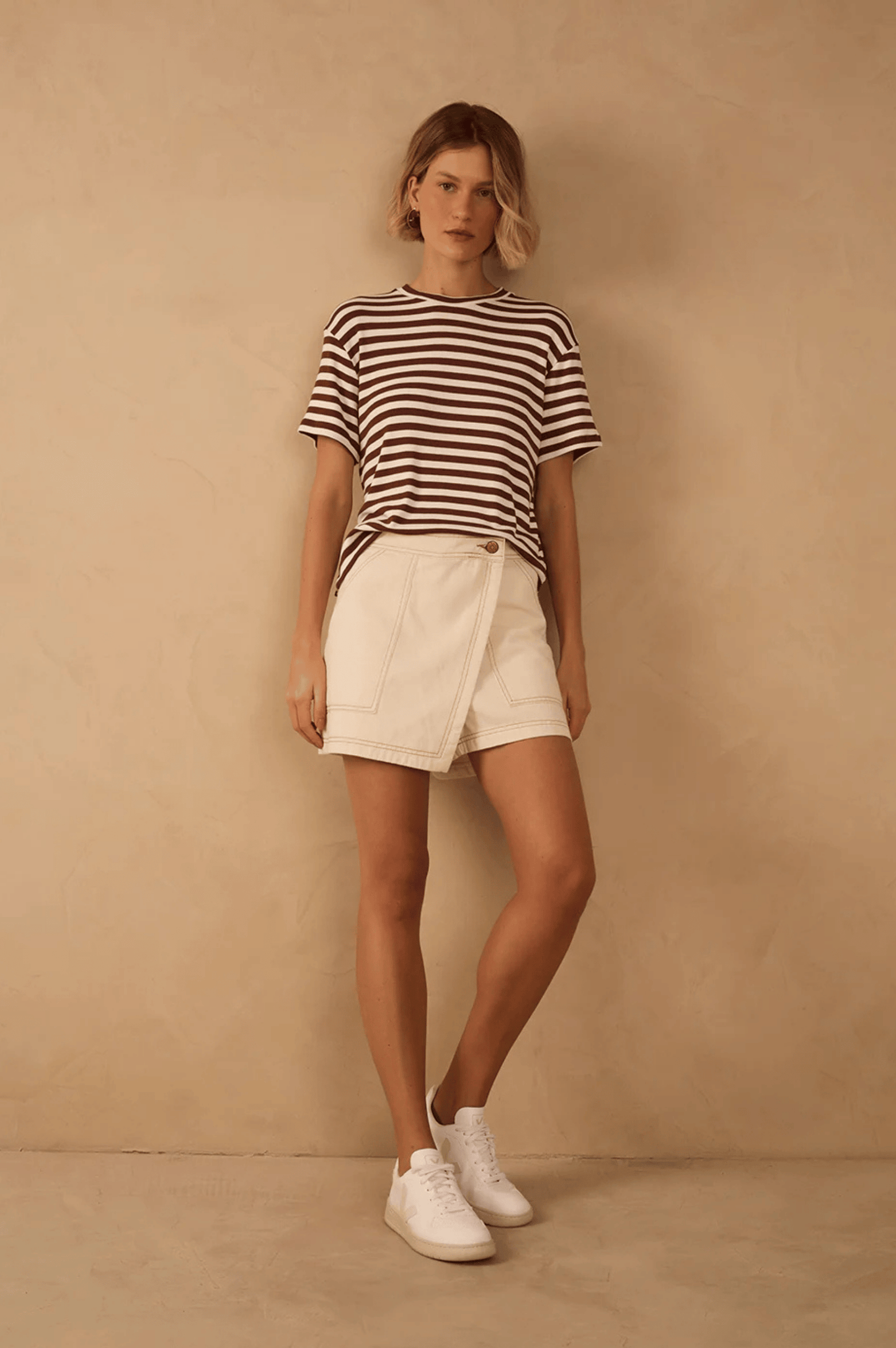 Buttoned Twill Skort - Off White