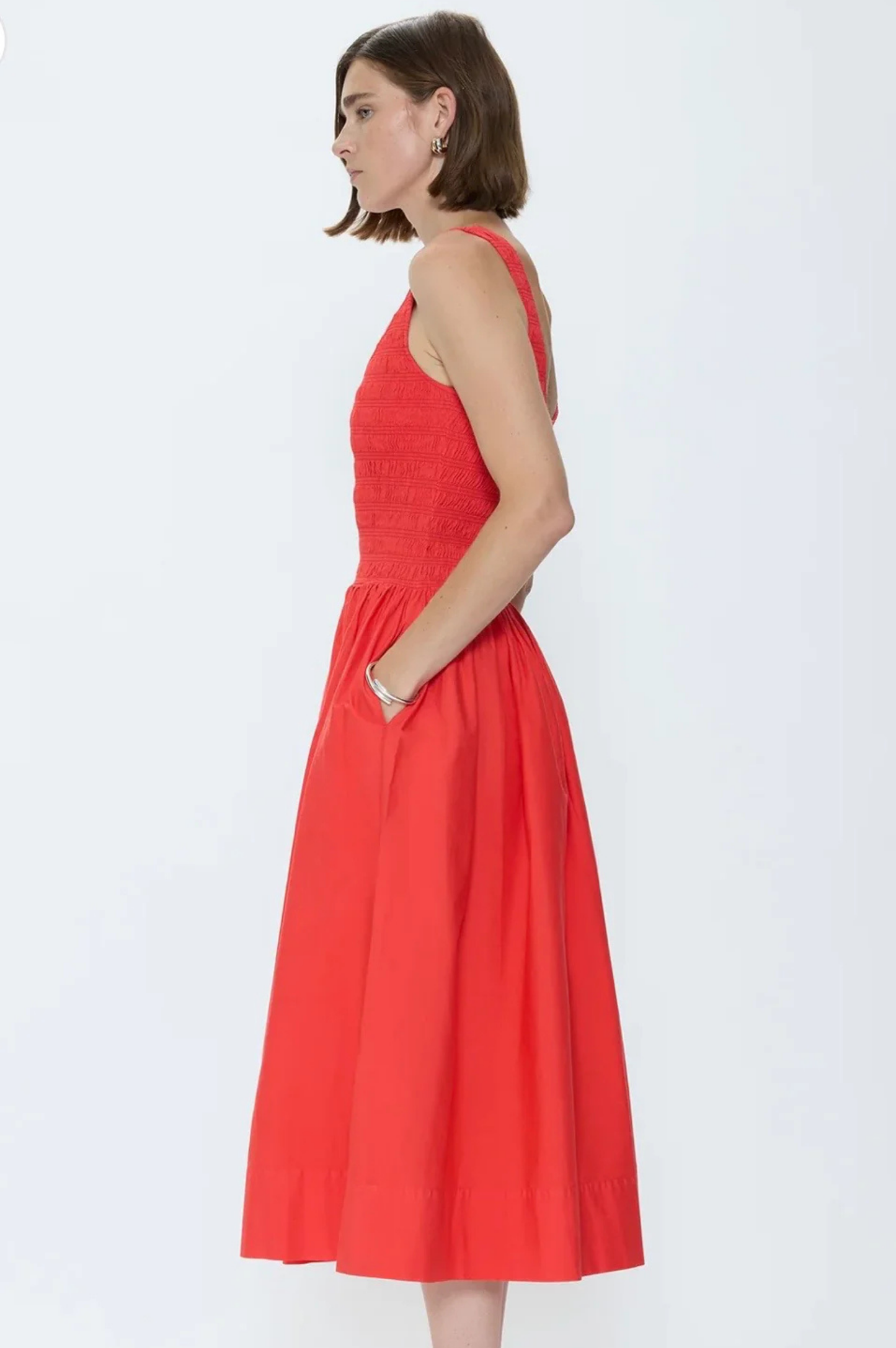 Alessia Smocked Drop Waist Dress - Maraschino
