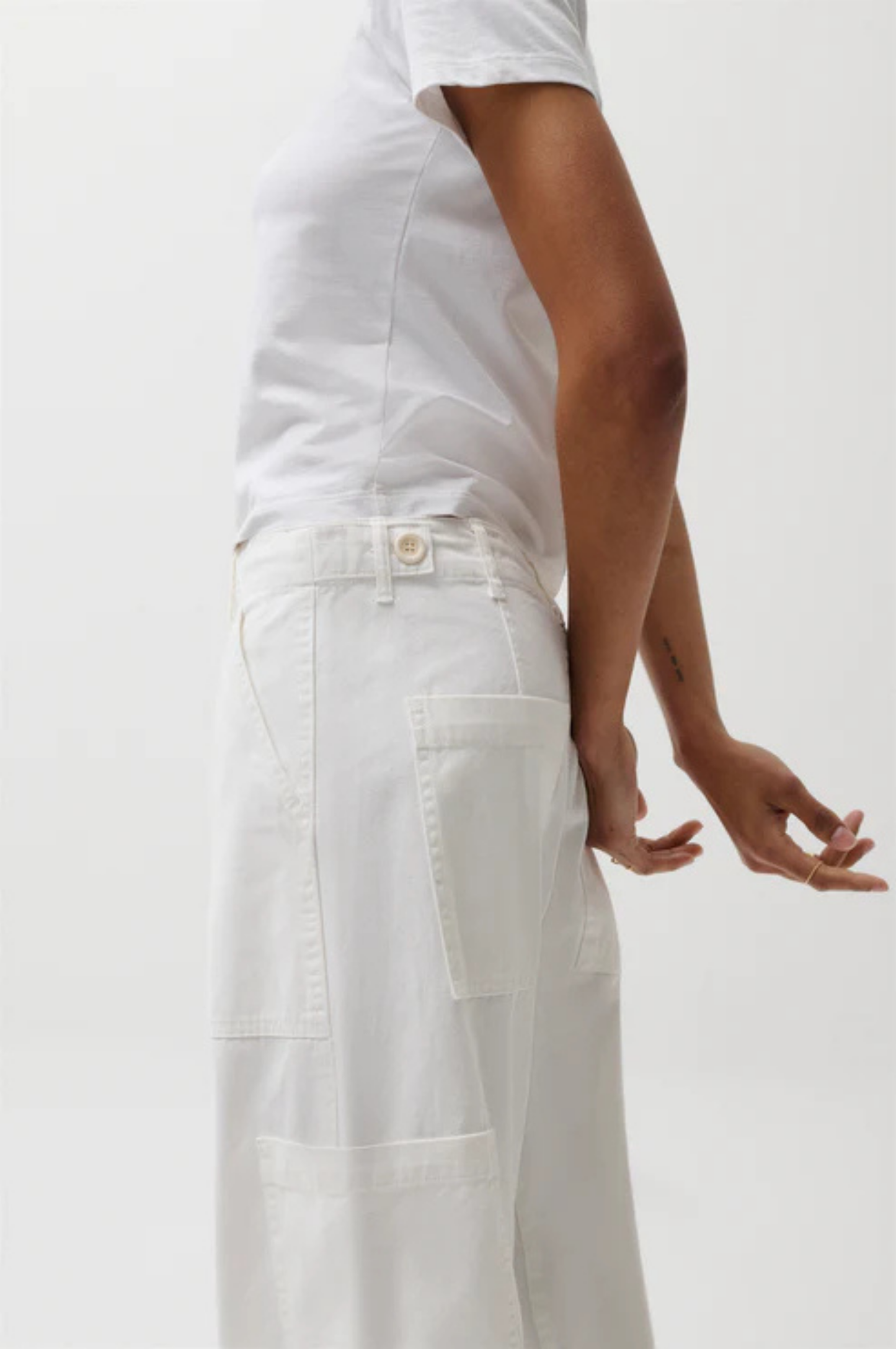 Sabrina Curved Utility Pant - White