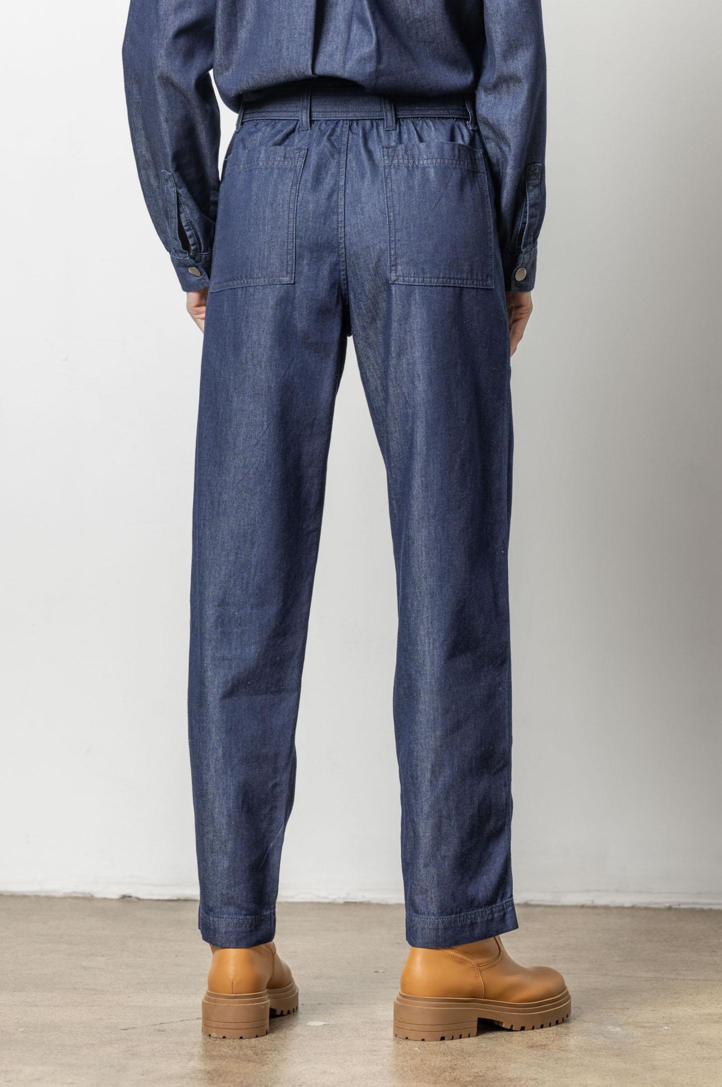Denim Belted Pant - Dark Wash
