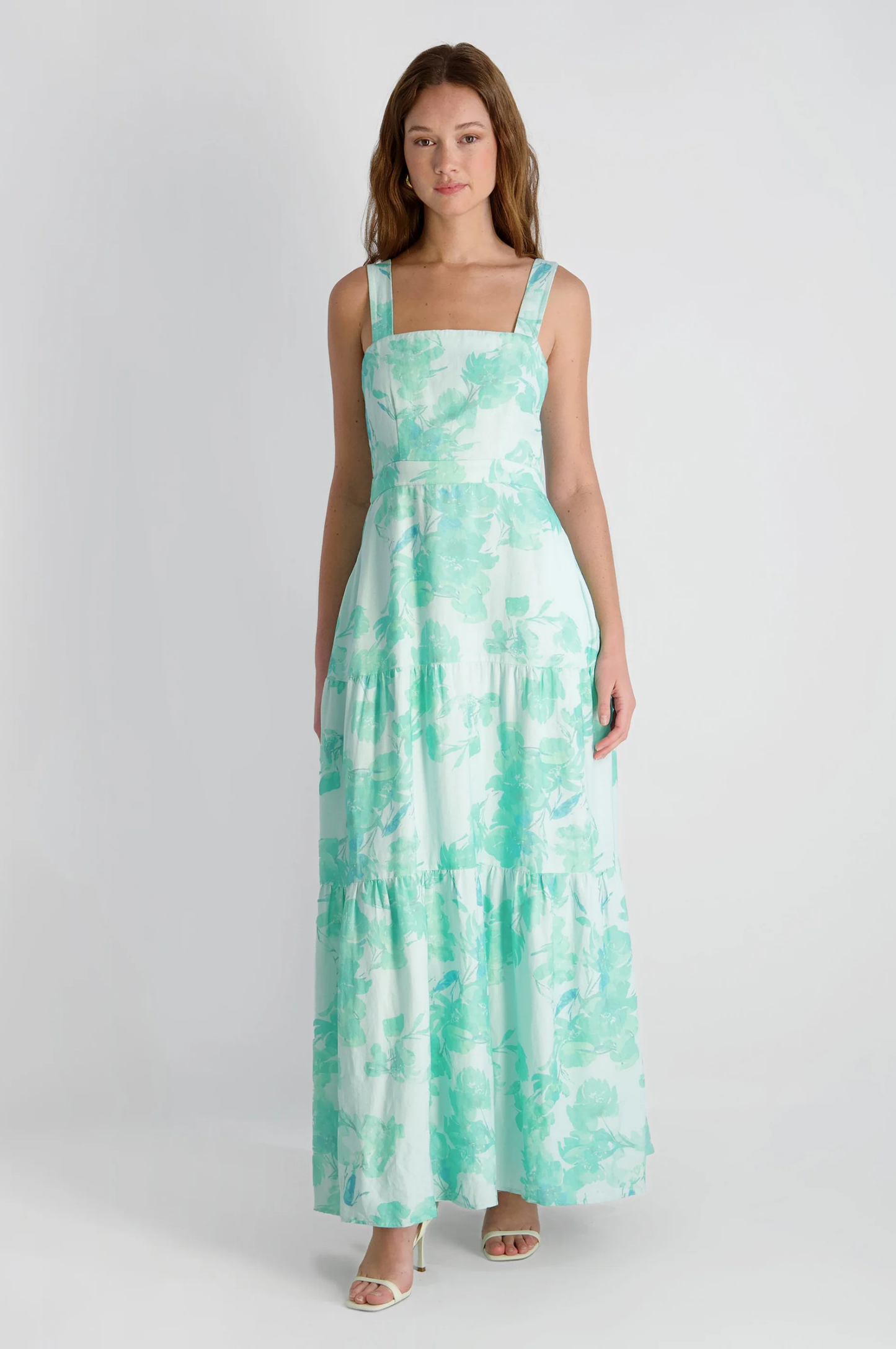 Cooper Linen Sophie Fleur Maxi Dress - Mermaid Green