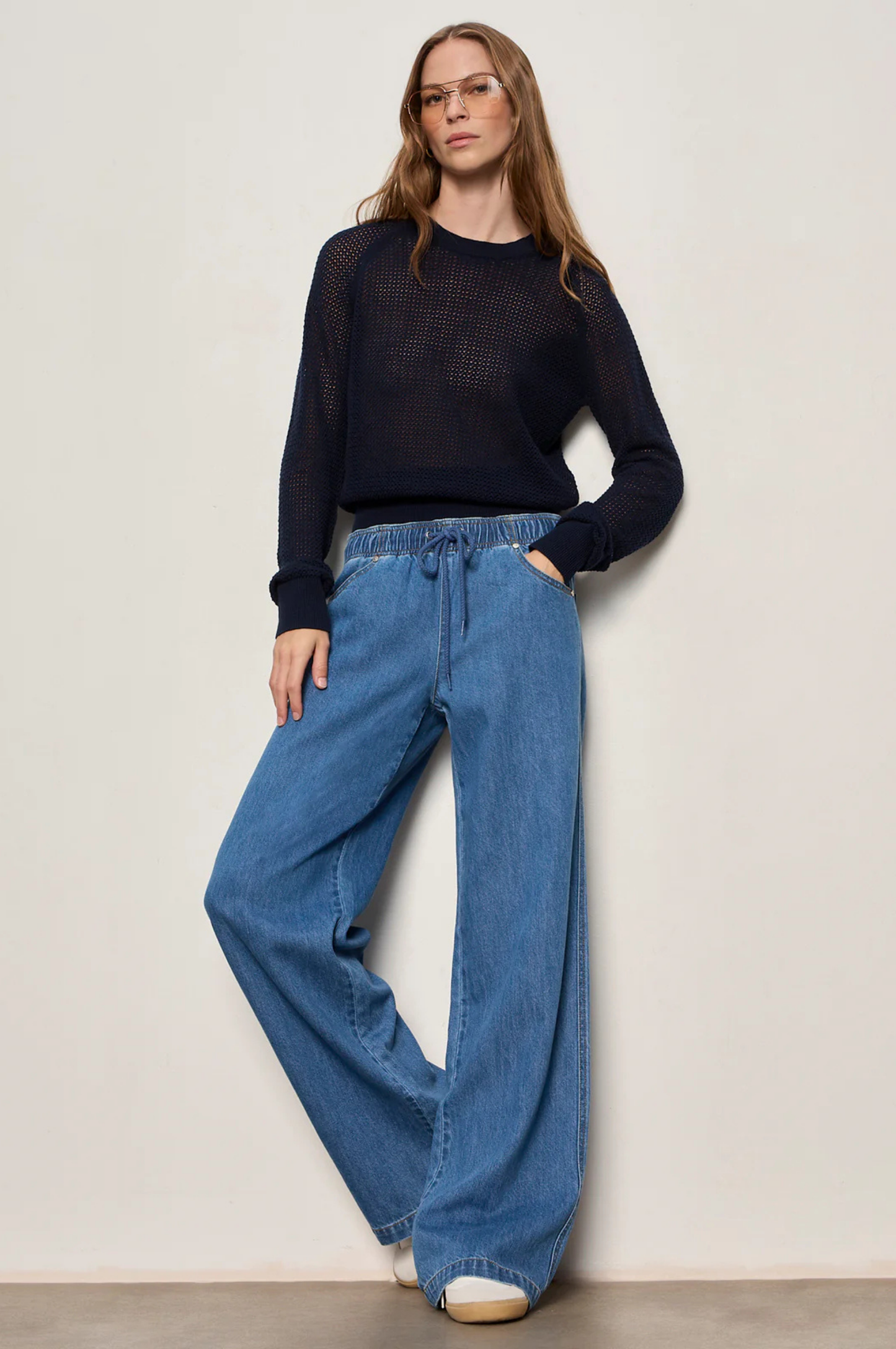 Soleil Open Stitch Sweater - Navy