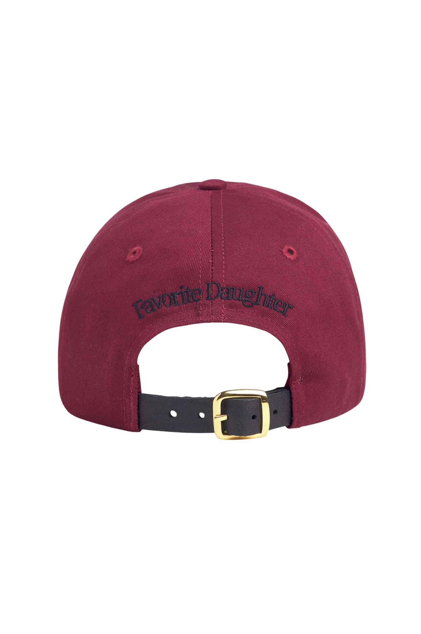 Baseball Cap with Leather Strap - Burgundy