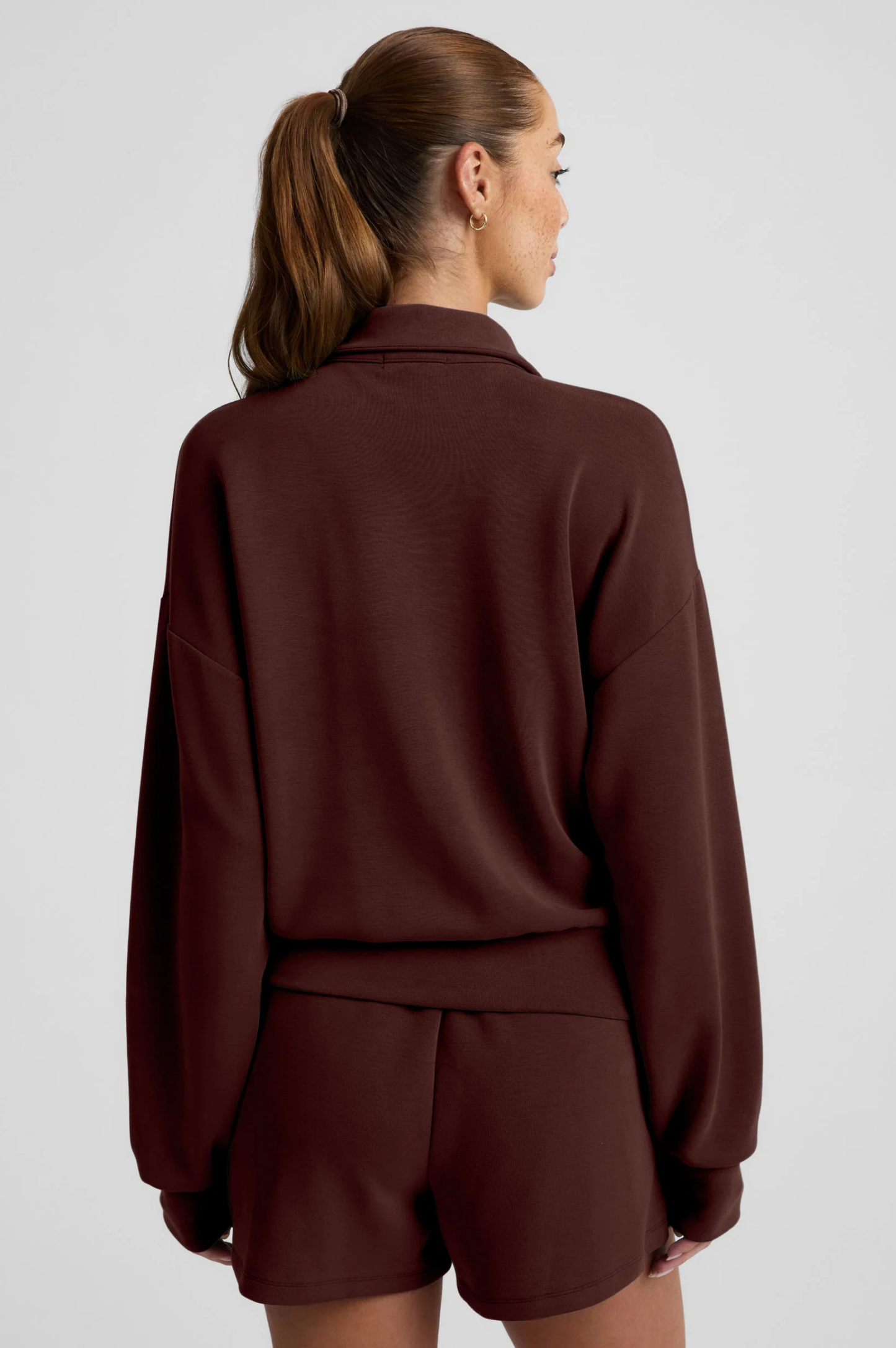 Luxe Sandwash Half Zip Pullover - Iced Mocha