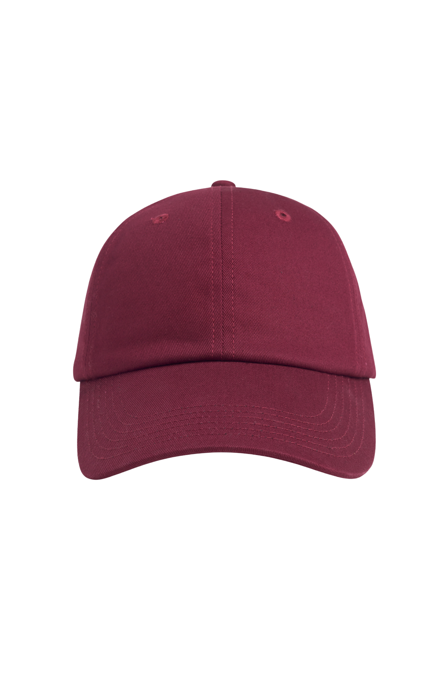 Baseball Cap with Leather Strap - Burgundy