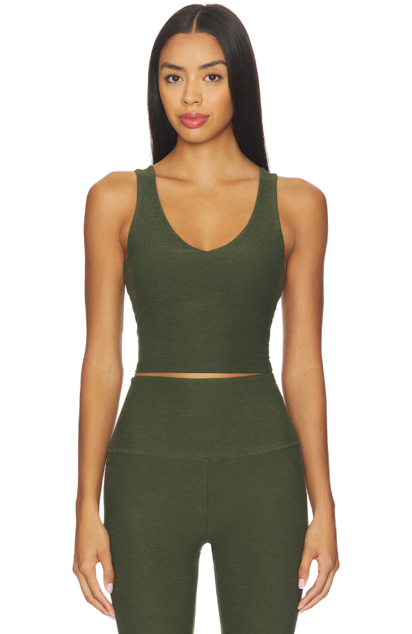 Spacedye Good Day Cropped Tank - Army Green Heather