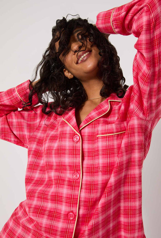Long Sleeve Classic Woven Portuguese Flannel PJ Set, Wonderland Plaid