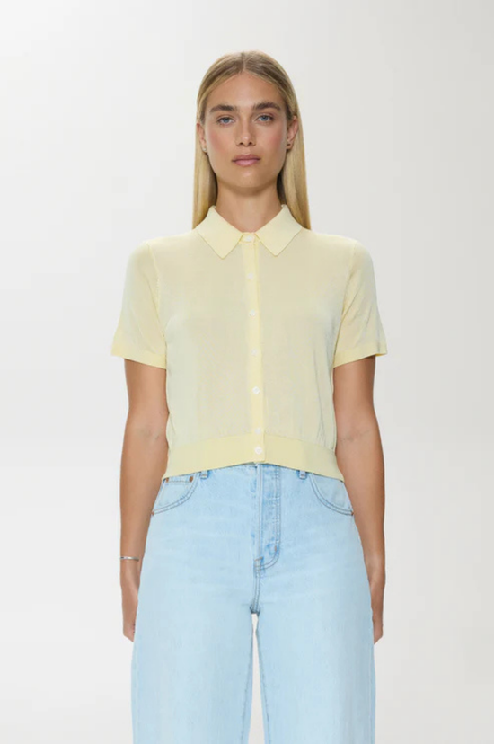 Lucca Short Sleeve Polo Sweater - Pale Yellow