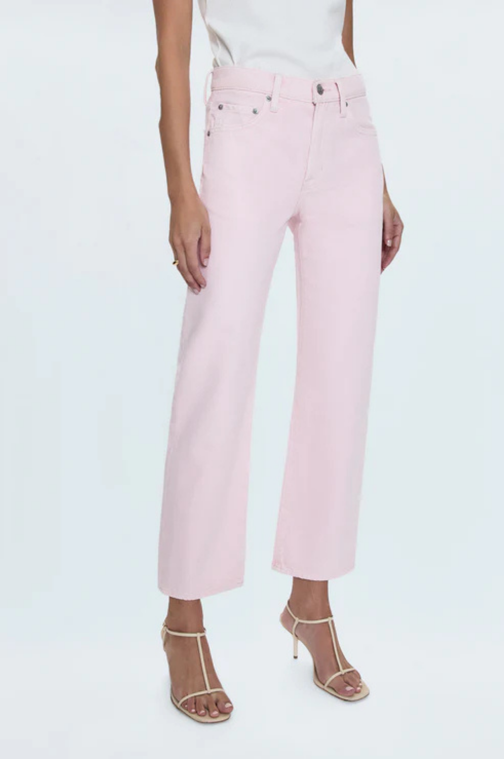Lexi Mid Rise Bowed Straight Jean - Blush