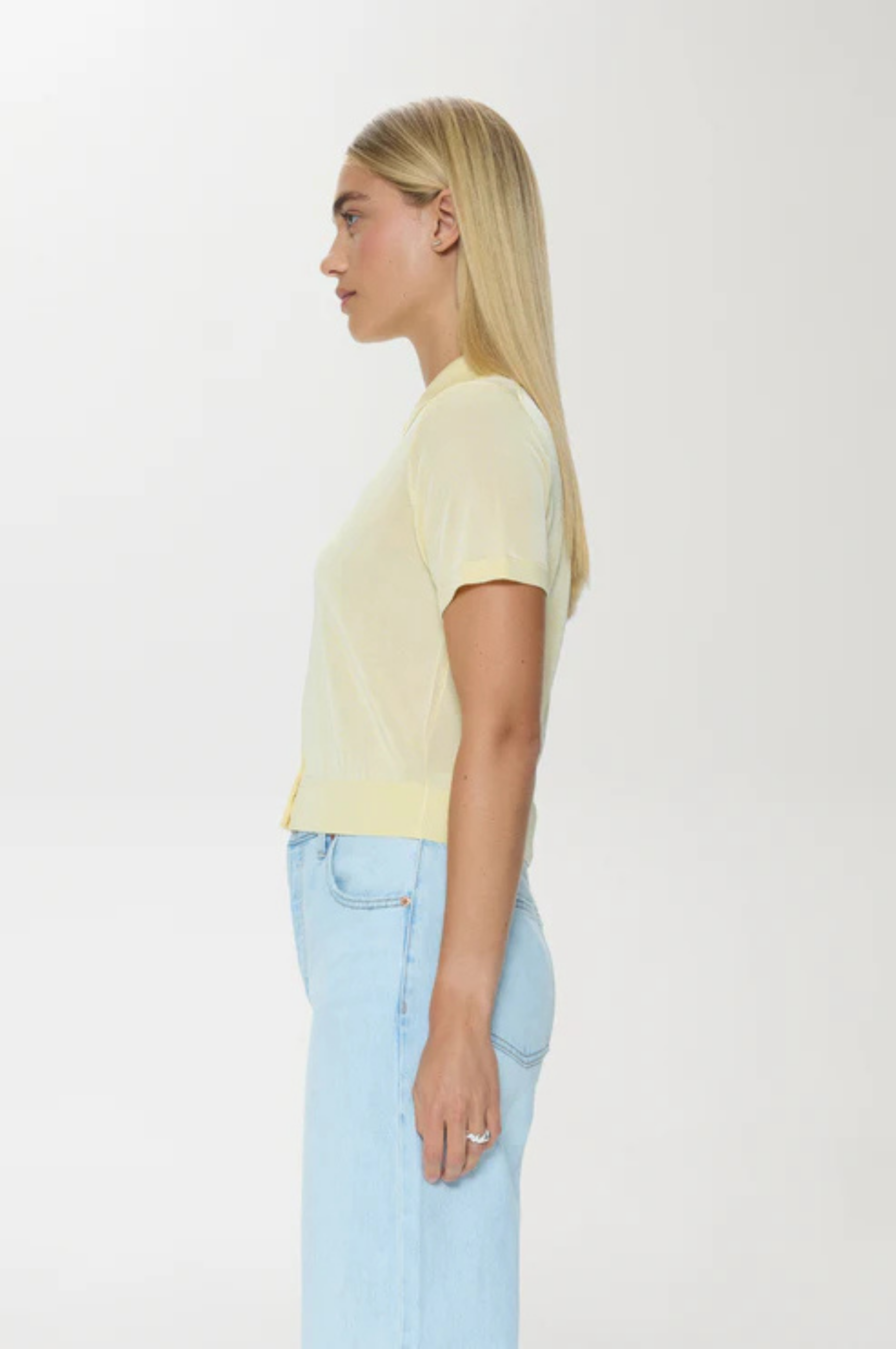 Lucca Short Sleeve Polo Sweater - Pale Yellow