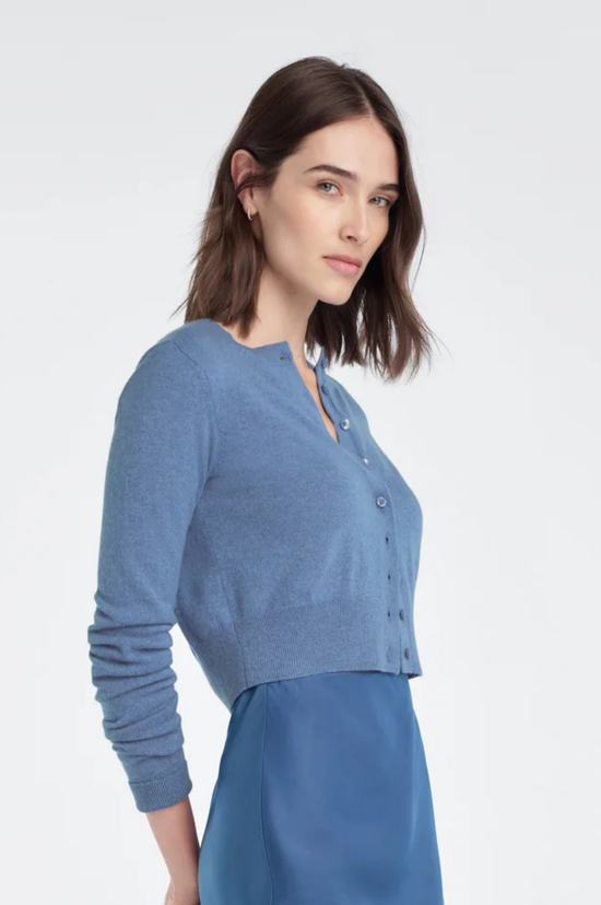 The Cropped Rebecca Cardigan - River Blue