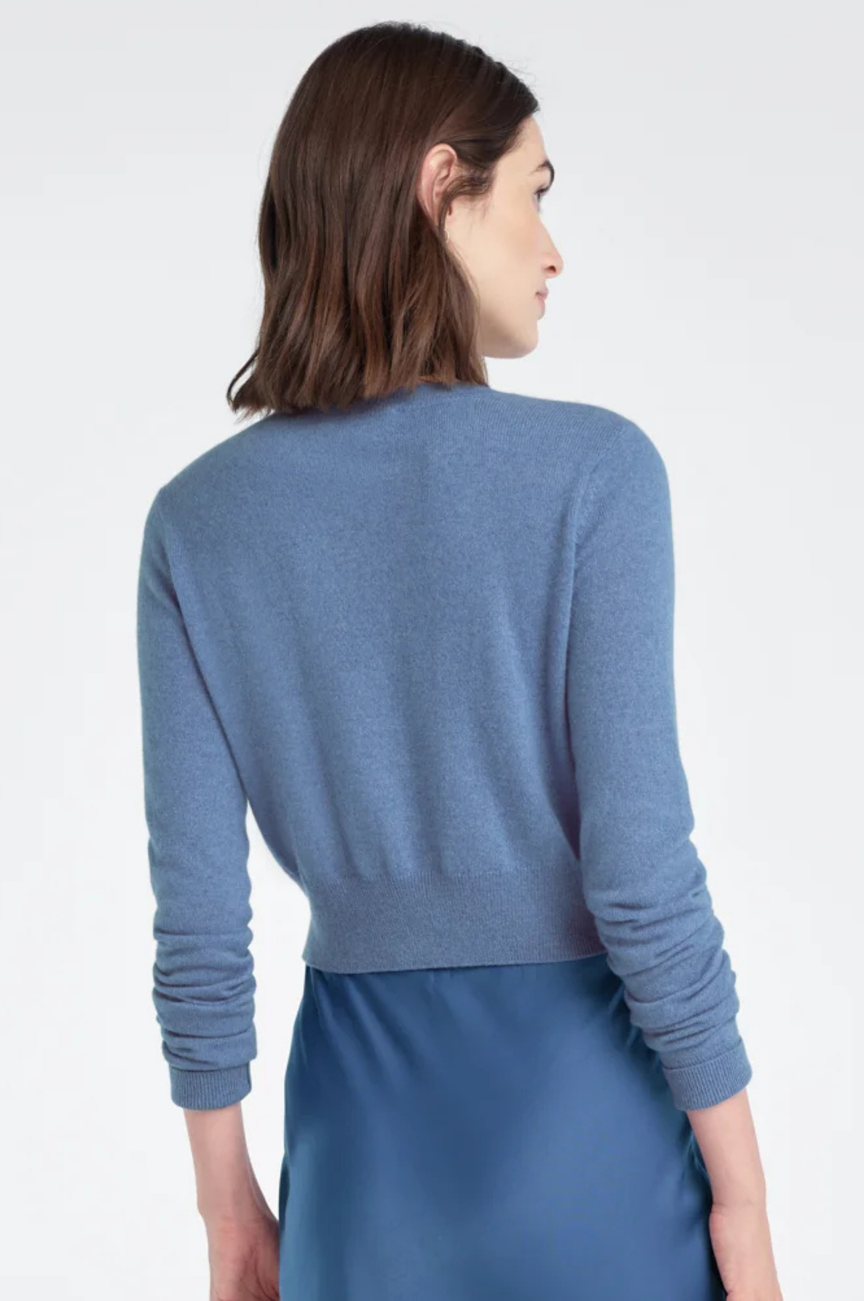 The Cropped Rebecca Cardigan - River Blue