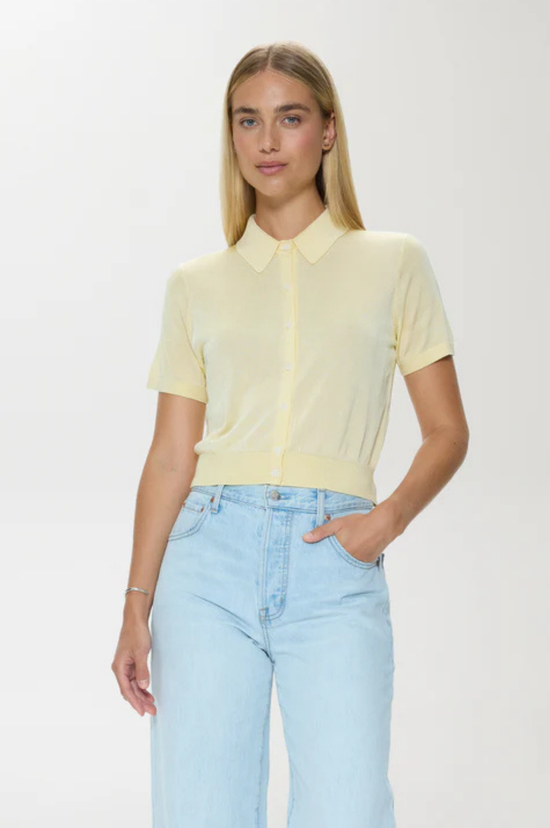Lucca Short Sleeve Polo Sweater - Pale Yellow