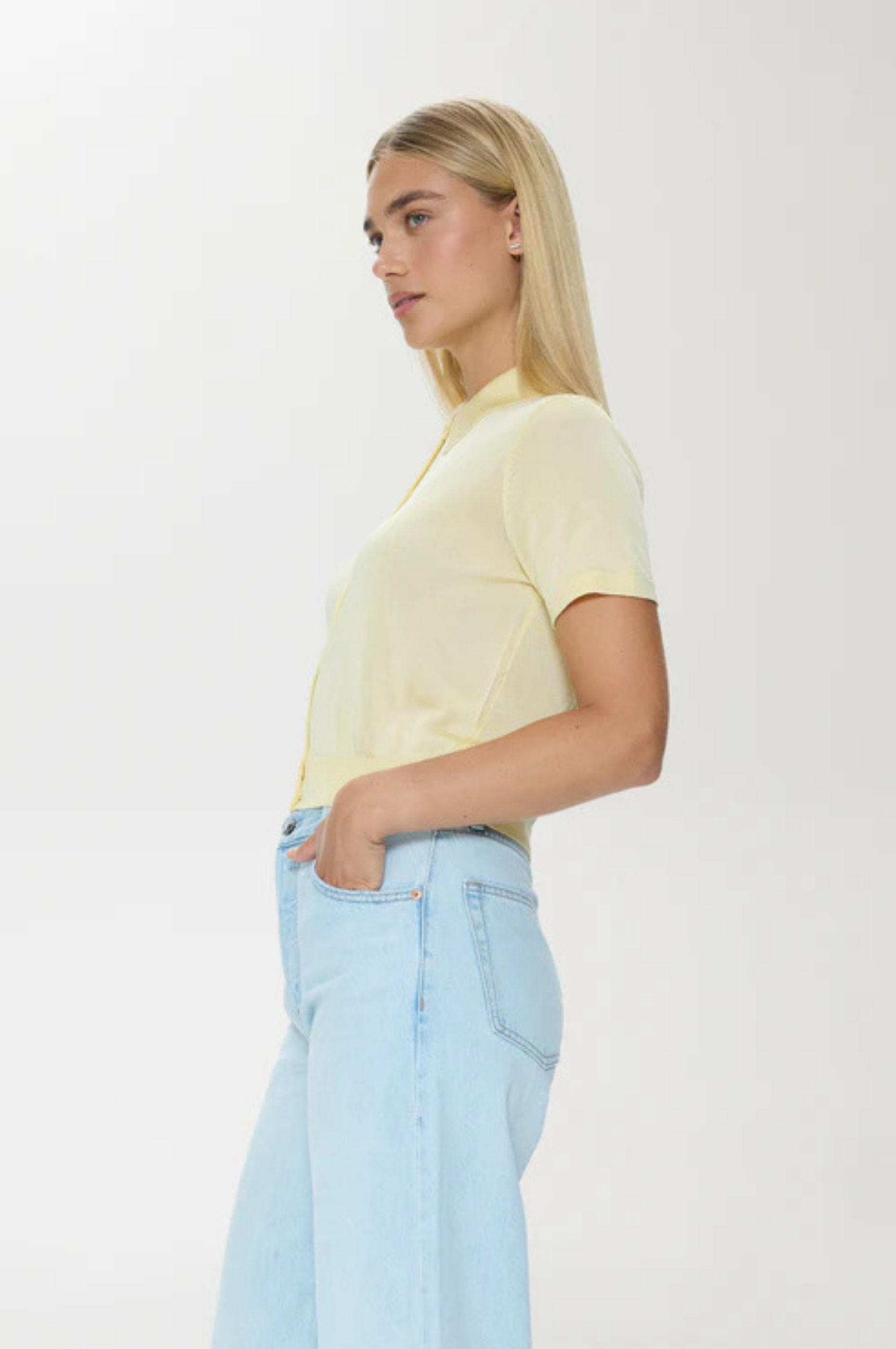 Lucca Short Sleeve Polo Sweater - Pale Yellow