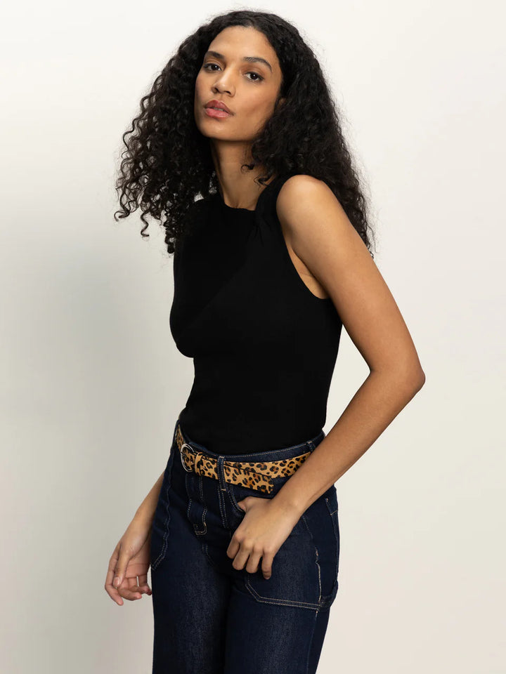 Asymmetrical Twist Top - Black