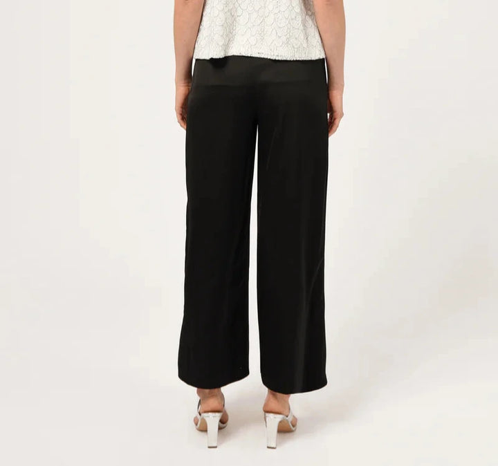Lucia Pleat Front Wide Leg Trousers - Black