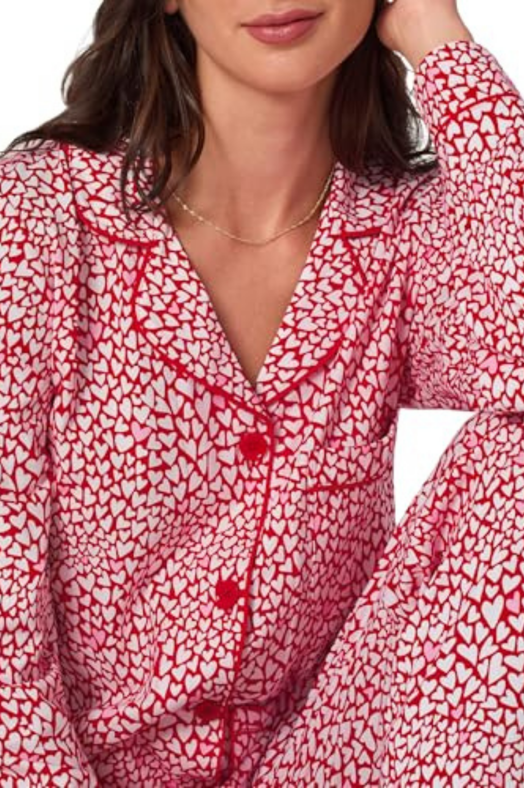 Bursting With Love Long Sleeve PJ Set - Red/White
