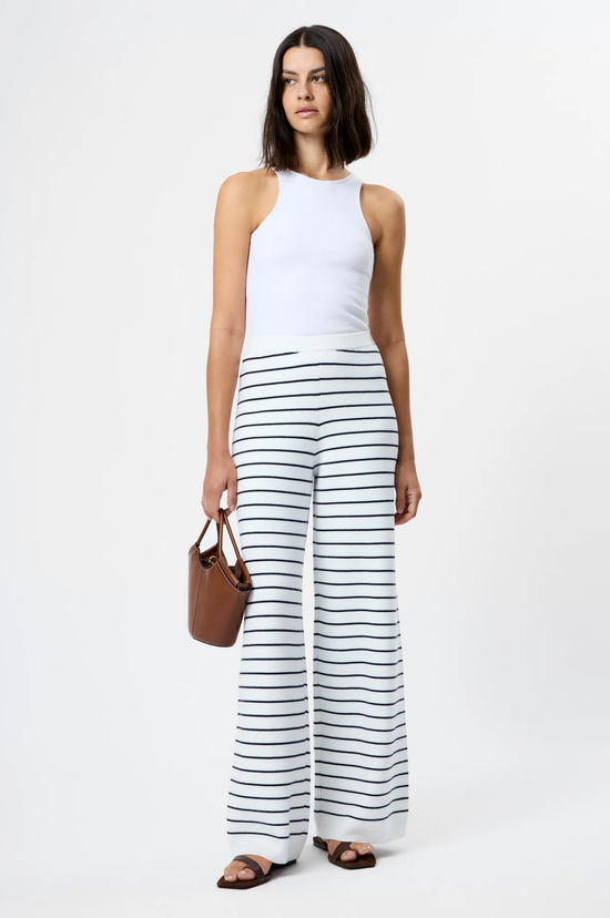 Marley Knit Striped Wide Leg - White Marine