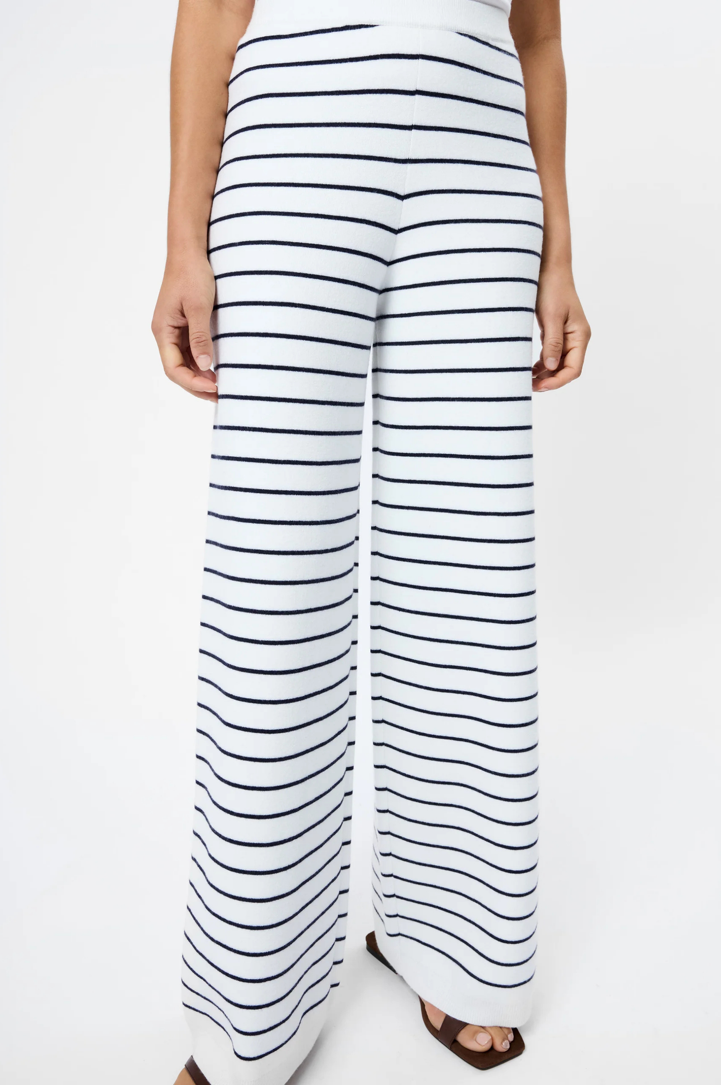 Marley Knit Striped Wide Leg - White Marine
