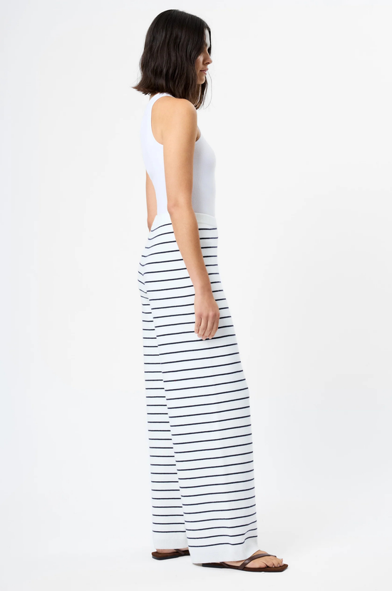 Marley Knit Striped Wide Leg - White Marine
