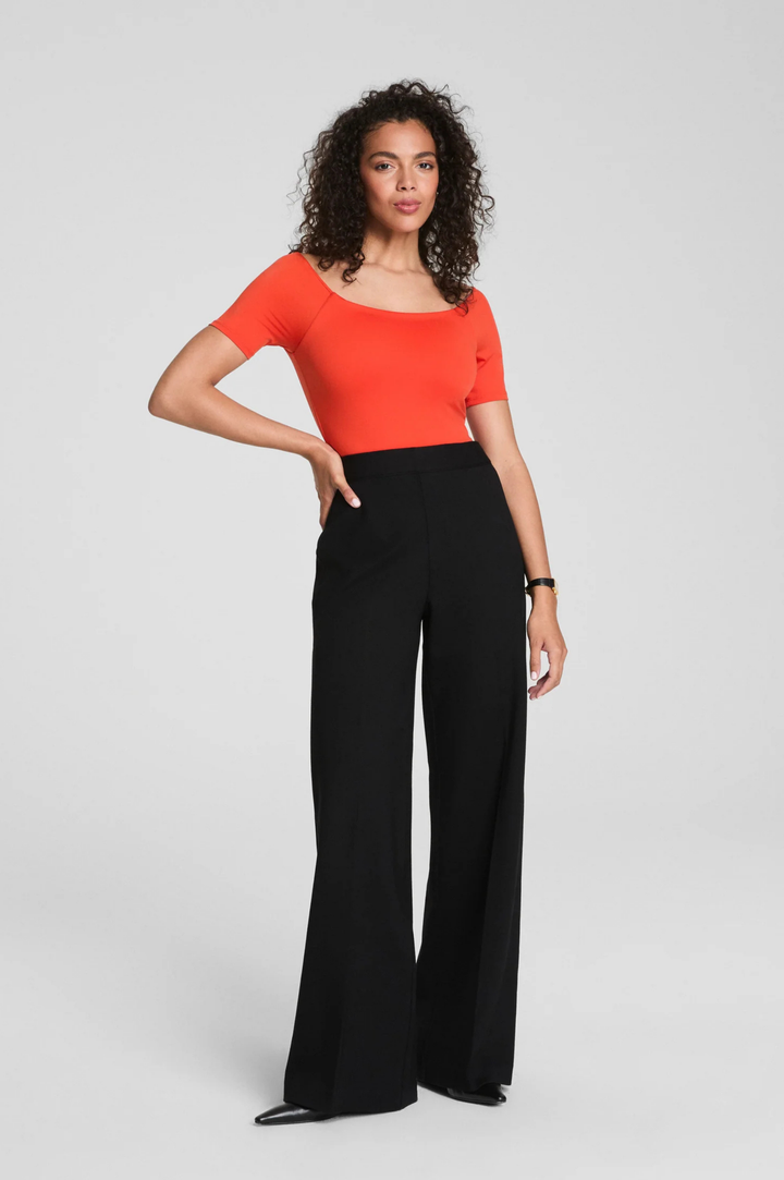 Ponte Wide Leg Pant - Very Black