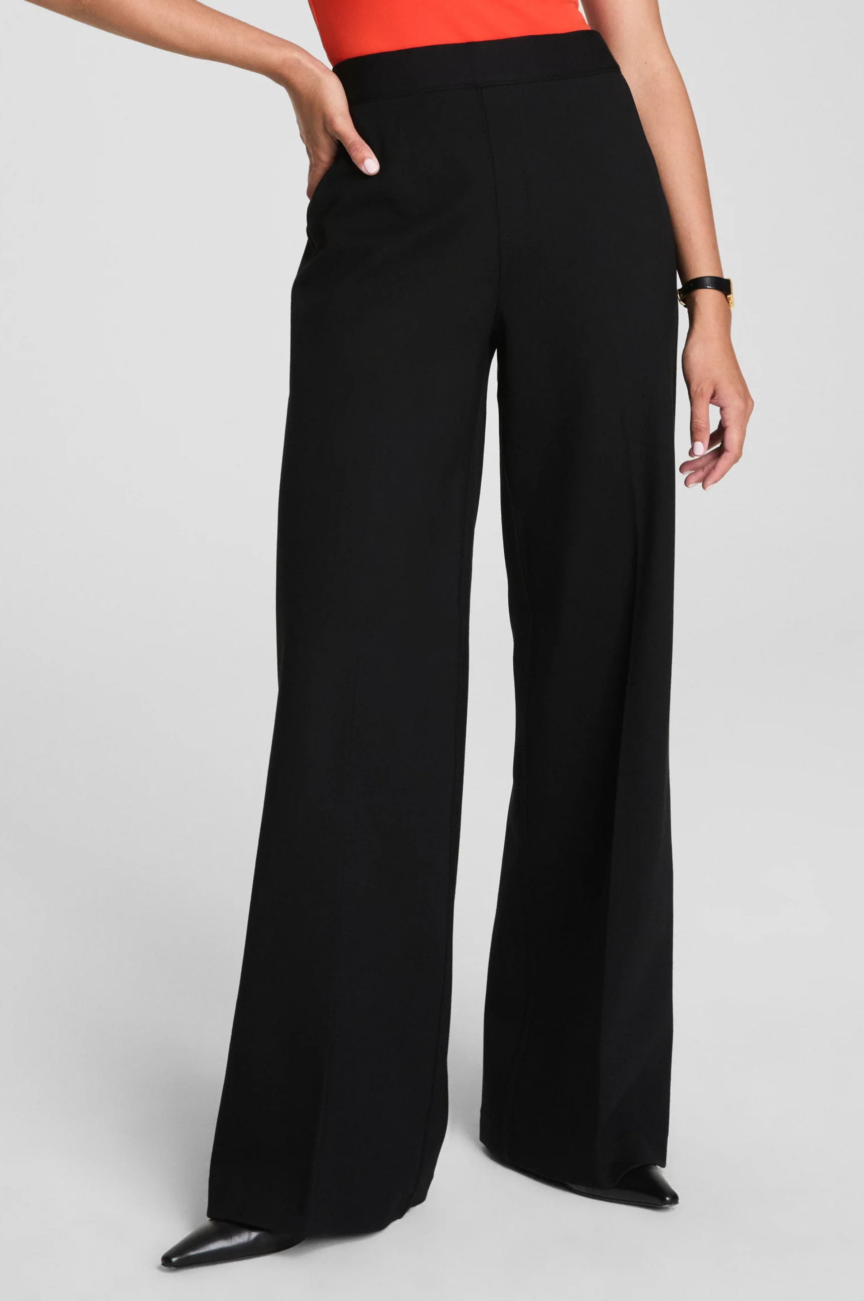 Ponte Wide Leg Pant - Very Black