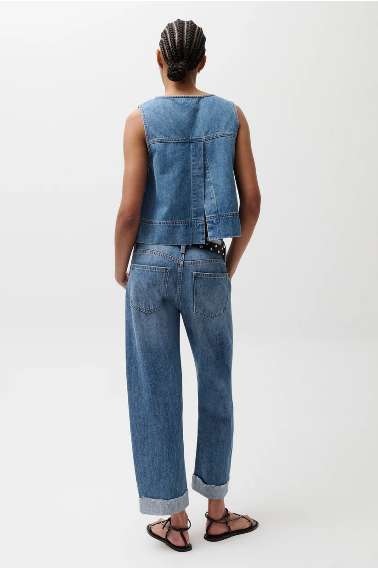 Kacey Mid Rise Cuffed Boyfriend Jean - Laguna