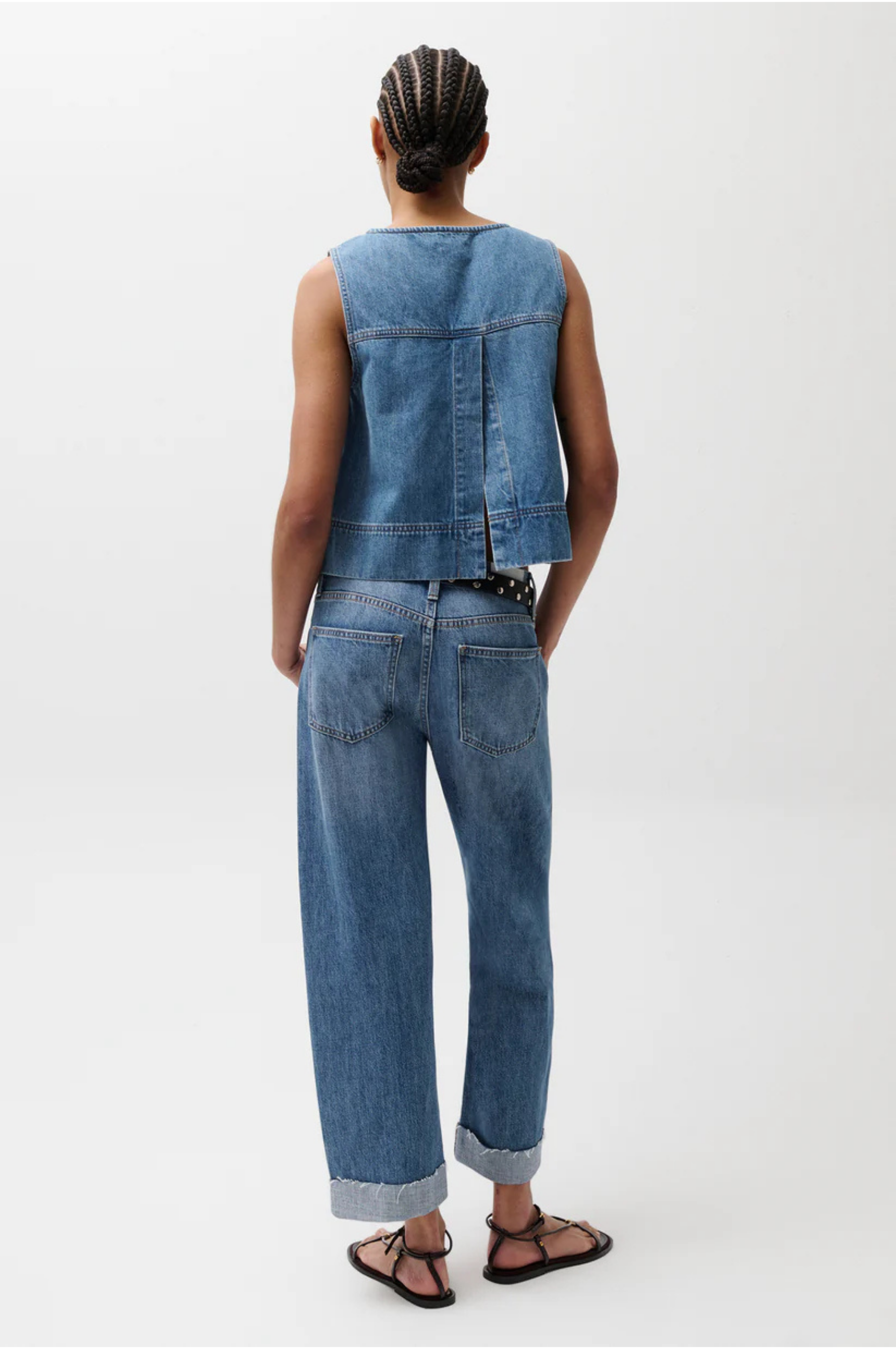 Kacey Mid Rise Cuffed Boyfriend Jean - Laguna