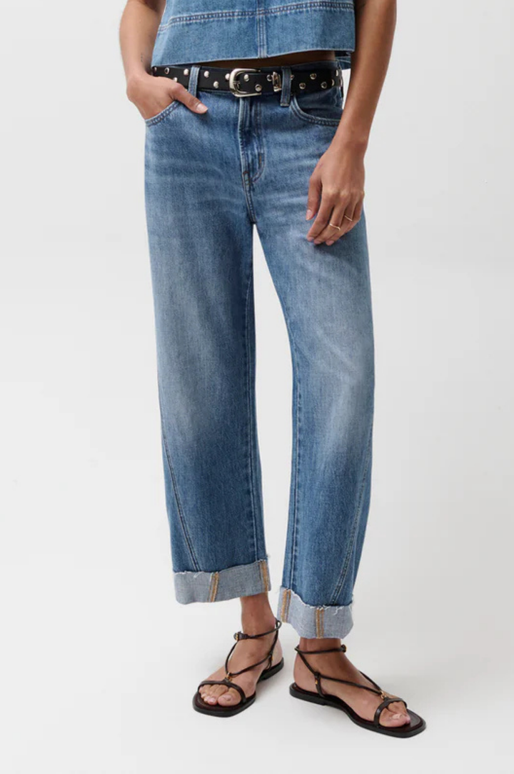 Kacey Mid Rise Cuffed Boyfriend Jean - Laguna