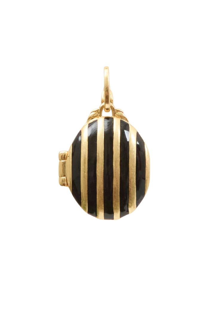 Stripe Locket - Vintage Gold & Black