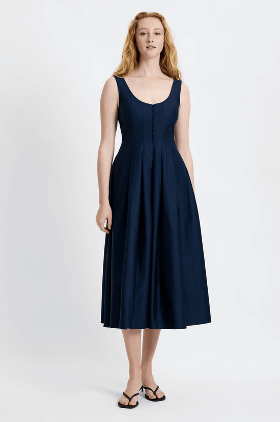 Cotton Sateen Midi Dress