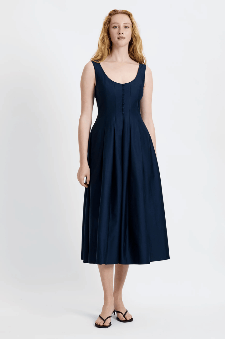 Cotton Sateen Midi Dress