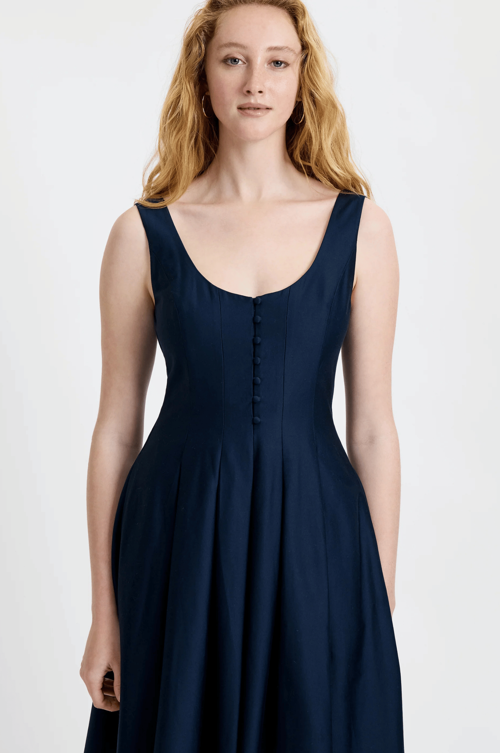 Cotton Sateen Midi Dress