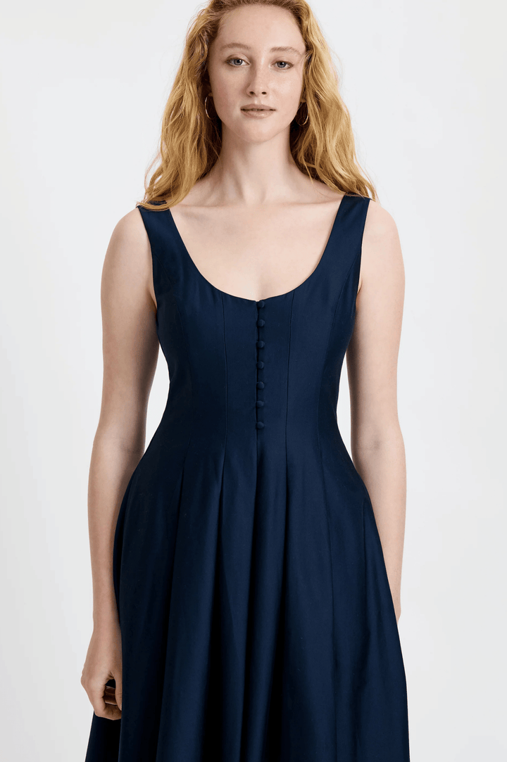 Cotton Sateen Midi Dress