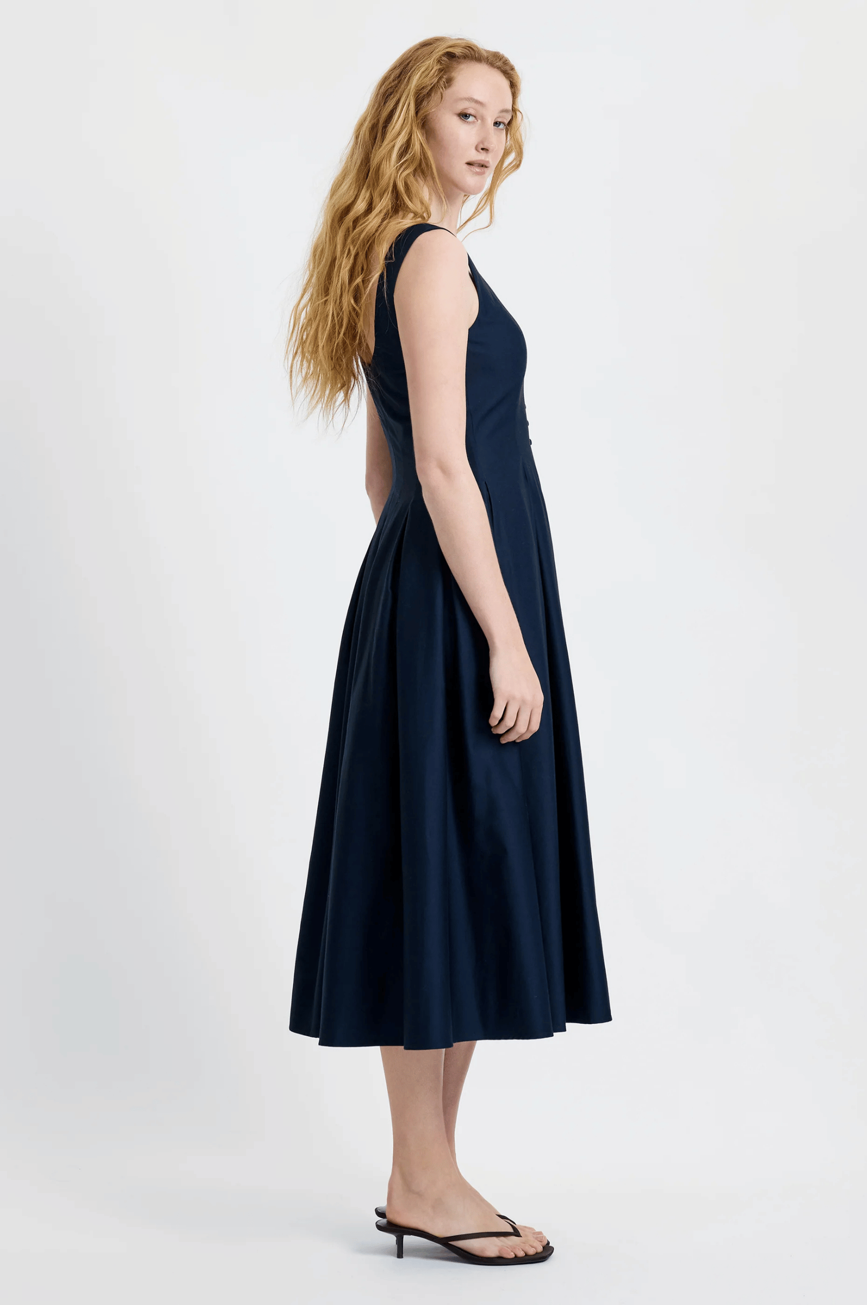 Cotton Sateen Midi Dress