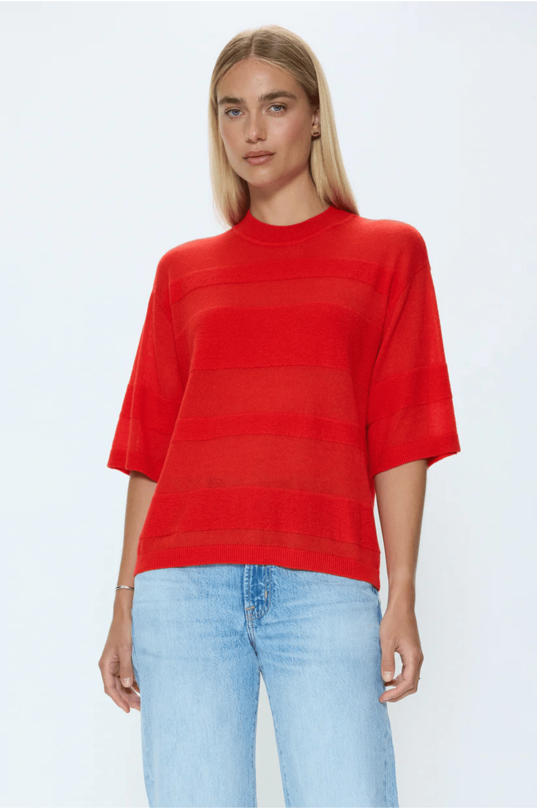 Tara Featherweight Sweater Tee -Maraschino