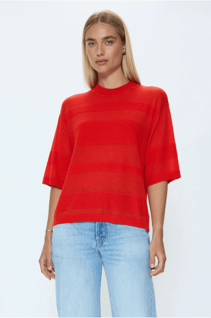 Tara Featherweight Sweater Tee -Maraschino