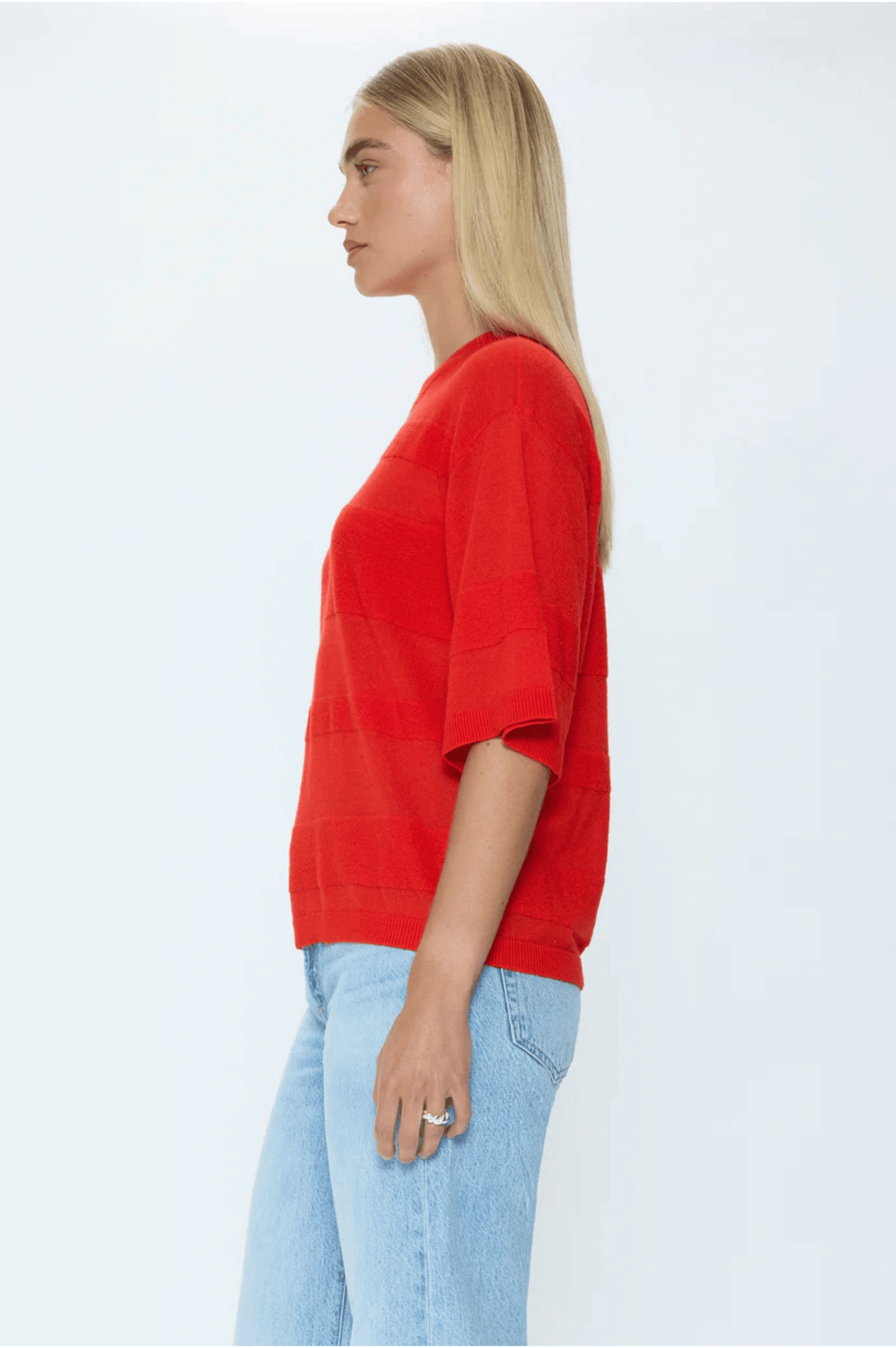 Tara Featherweight Sweater Tee -Maraschino