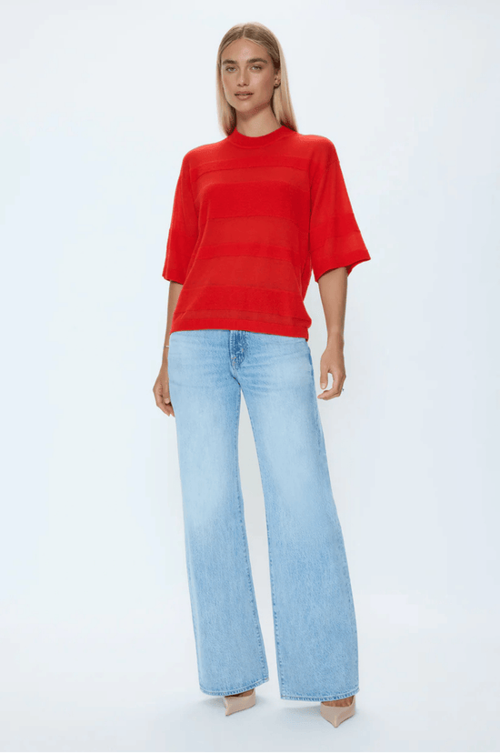 Tara Featherweight Sweater Tee -Maraschino