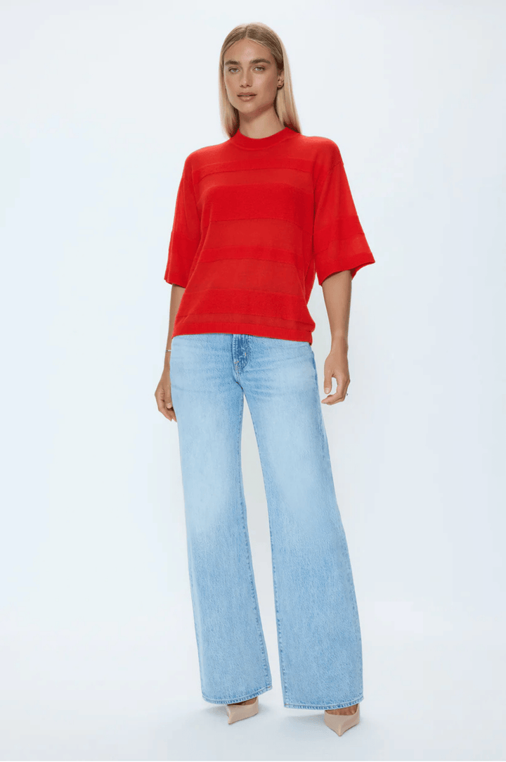 Tara Featherweight Sweater Tee -Maraschino