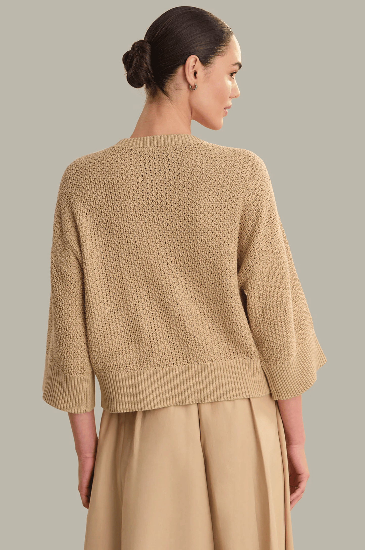 Suki Pointelle Cotton Oversized Sweater - Chanterelle