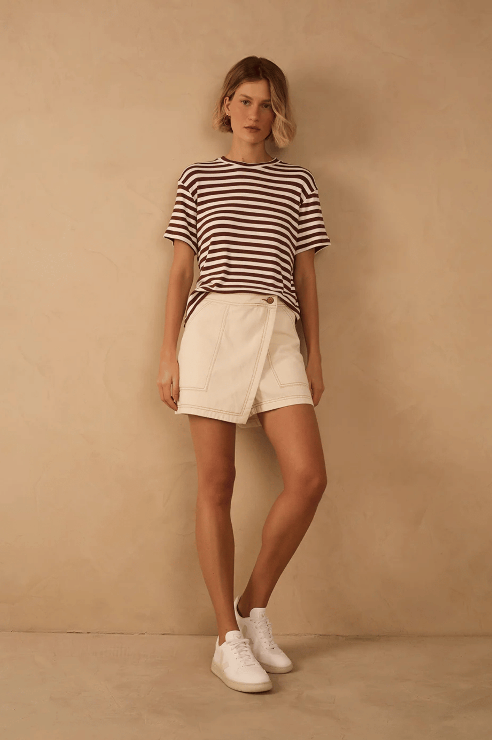 Buttoned Twill Skort - Off White