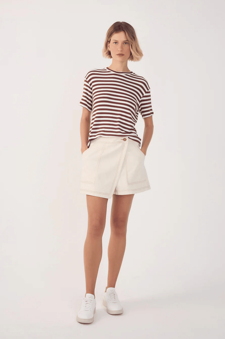 Buttoned Twill Skort - Off White