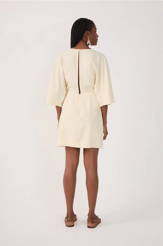 Front Knot Kimono Sleeve Mini Dress - Beige Shell