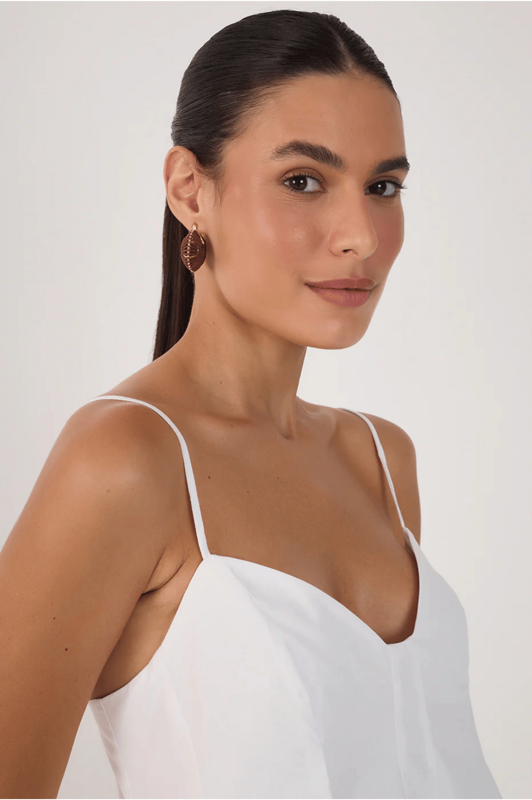 V Neck Sleeveless Cotton Peplum Top - White