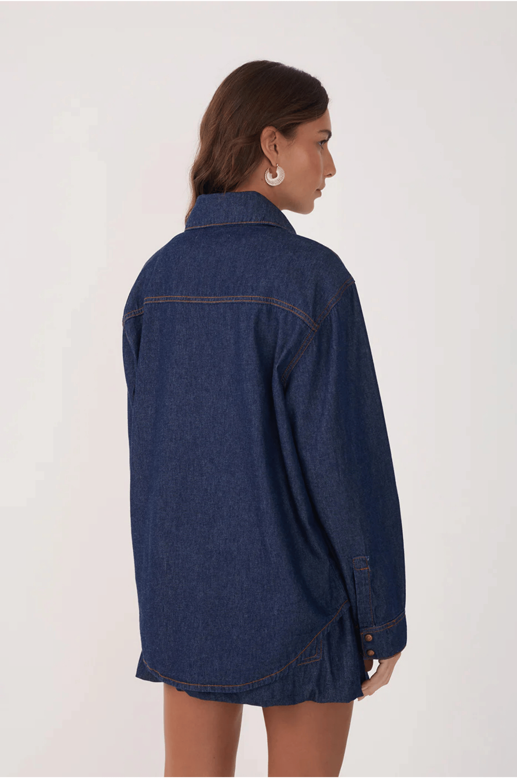 Denim Buttoned Front Pocket Shirt - Dark Wash